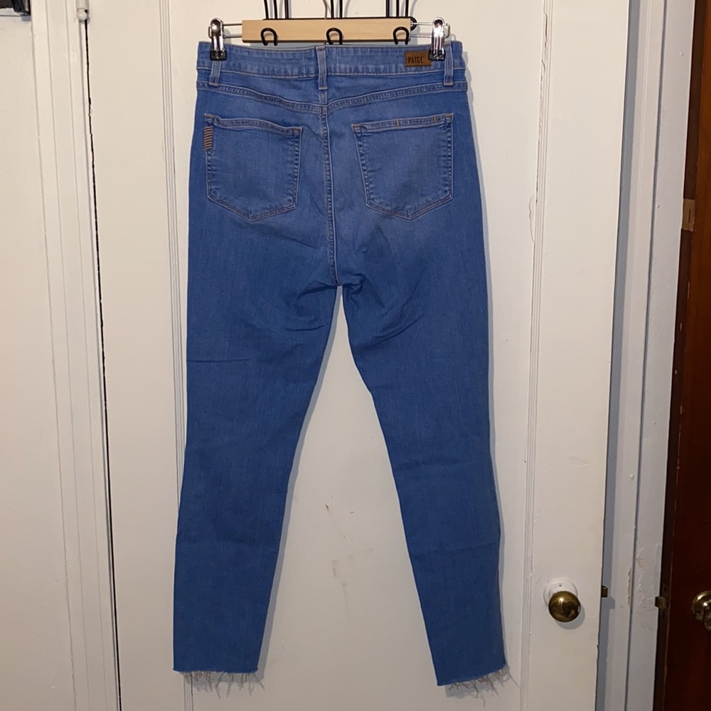 PAIGE Huxton ultra skinny light denim jeans with raw distressed legs - Picture 3 of 9